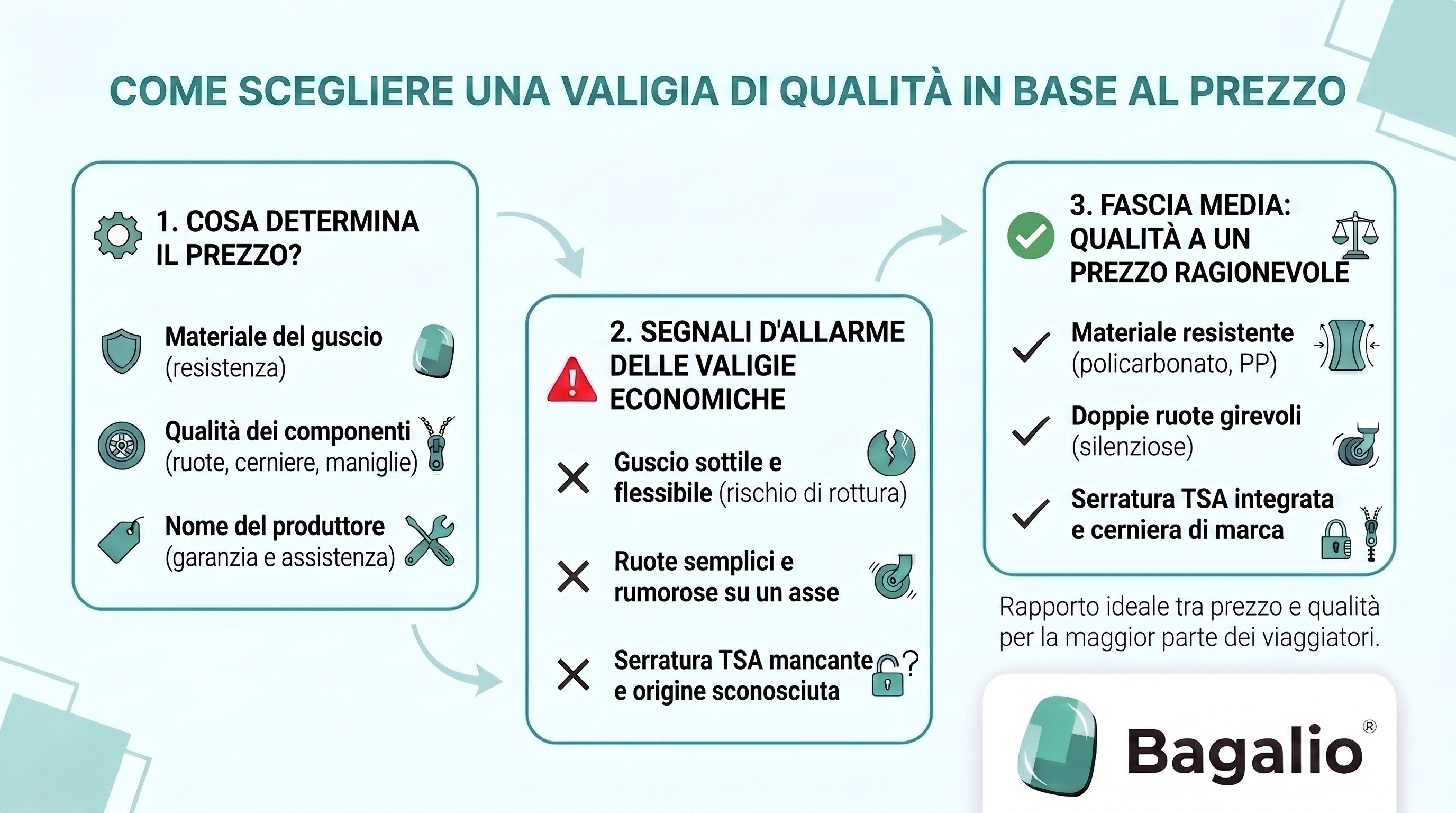 Infografica: Come scegliere una valigia in base al prezzo